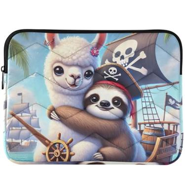 Imagem de Capa fofa para laptop Llama Pirate Sloth capa fofa para laptop Mac Air 13 polegadas capa para laptop inchada 13-14 polegadas universal