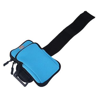 Imagem de Cryfokt Bolsa Esportiva de Neoprene para Braço de Corrida Com Orifício para Fone de Ouvido para Corrida e Exercícios, Bolsos Duplos para Telefone e Chaves, Cabe No Braço Com Segurança, para