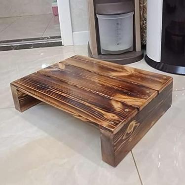 Imagem de Banqueta Retangular De Madeira, Descanso De Pé Portátil Para Cozinha E Banheiro E Embaixo Da Mesa, Superfície Grande, Forte E Durável Para Adultos E Idosos-,Cor Carbonizada,11,8 * 7,9 Polegadas,Co
