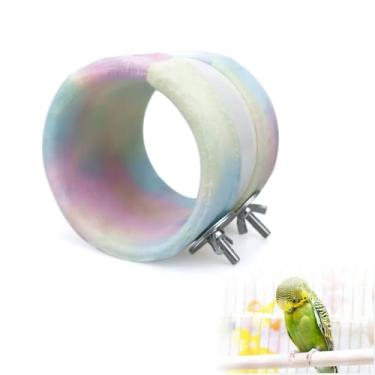 Imagem de YUYUSO Túnel de pássaros com capa de PVC aconchegante capa substituível de lã para conure Lovebird calopsita periquito quacre pequenos papagaios cabana de pássaro túnel confortável 8,5 cm