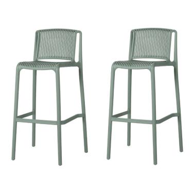 Imagem de Kit 2 Banquetas Empilhável Floripa Fratini 100 cm (Altura) em Polipropileno Cor Verde Aloe