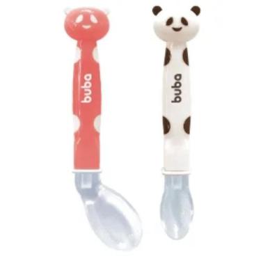 Imagem de Colher Baby Panda Kit 02 Em Silicone Rosa - Buba