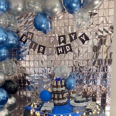 Imagem de 3 peças de cortina de fundo com franjas de folha prateada, grande cortina de tinsel quadrada metálica brilhante, decoração de fundo de cabine de fotos de festa com brilho prateado para aniversário