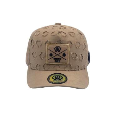Imagem de Bone Trucker Rhino Size Com Puidos E Tela Cor Caqui-Unissex