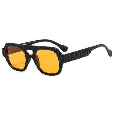 Imagem de Óculos de Sol Femininos e Masculinos Candy Colors com Ponte Dupla e Proteção UV400 para Esportes ao Ar Livre, Corrida e Ciclismo, Preto e Amarelo