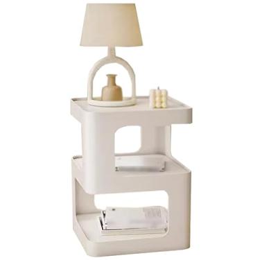 Imagem de Mesa de cabeceira moderna estilo nórdico de tamanho grande, instalação gratuita, mesa lateral estreita, prateleira de armazenamento aberta para móveis de cabeceira de quarto