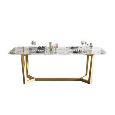 Imagem de Mesa de jantar retangular de ardósia brilhante mesa de jantar para casa pequeno apartamento mesa de jantar simples mesa de escritório mesa de computador mesa de cozinha moderna