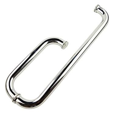 Imagem de Puxadores de porta de duche de substituição puxadores de porta de casa de banho de empurrar e puxador barra de aderência de aço inoxidável para porta de vidro de hotel de escritório - 225 mm 425 mm