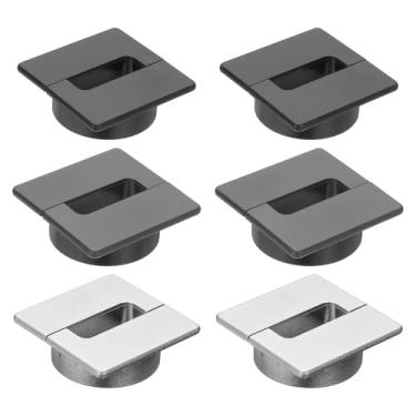 Imagem de PATIKIL Ilhós de mesa de 7 cm, 6 peças para gerenciamento de fios, organizador de cabos para escritório, casa, mesa, bancada, preto, prata, cinza