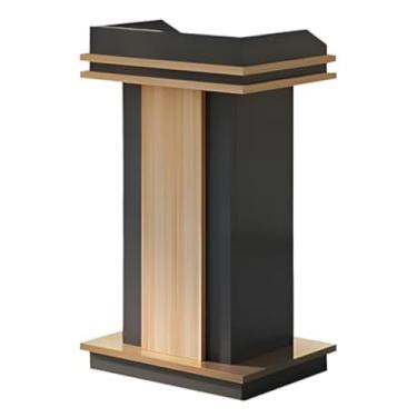 Imagem de Suporte de pódio portátil de madeira com armário de armazenamento, púlpito de igreja e placa de defletor, mesa de professor ideal para sala de aula ou evento (Cor: B1)