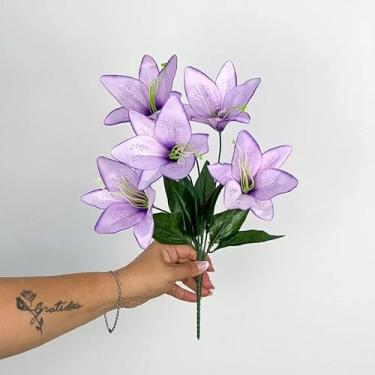 Imagem de Buquê de Lírios Artificiais – Kit Econômico – Flores Decorativas em Seda para Casa, Eventos e Vitrines (Lilás,Kit com 2 unidades)