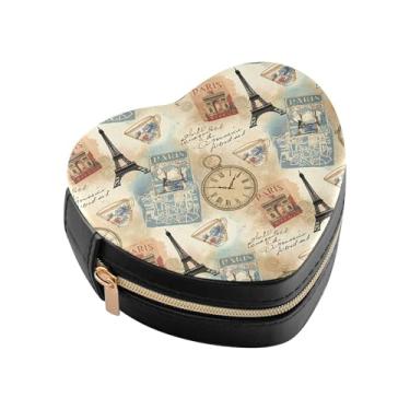 Imagem de Burbuja Caixa de joias vintage em forma de coração, mini estojo de joias de viagem para mulheres e meninas, organizador portátil de armazenamento para brincos, anéis, colares e pulseiras