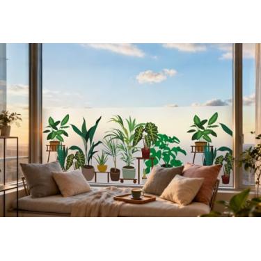 Imagem de DKTIE Película rústica country para janela de vitral, privacidade bidirecional, dia e noite, padrão horizontal criativo, aderência estática, bloqueio solar, antirUV, reflexivo (S637, 45 x 300 cm)