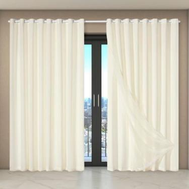 Imagem de Cortina Dual Forro Microfibra com Voil Liso 2,70 x 2,30 100% Poliéster