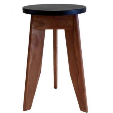 Imagem de Banqueta Baixa em Madeira Maciça Imbuia e Preto 47cm MaderSilva