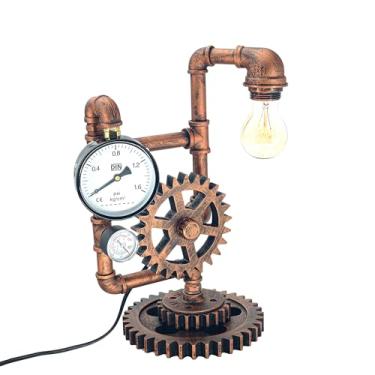 Imagem de Y-Nut Candeeiro de mesa industrial Steampunk Ari Deco (medidores de pressão decorativos duplos) QTF-BT04