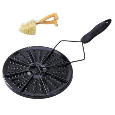 Imagem de Grelha colombiana Budare Arepa de 19 cm – Compatível com fogão e fogão a gás, design perfurado para Arepas crocantes, tostadas/pães achatados, Arepera durável para acampamento interno/externo