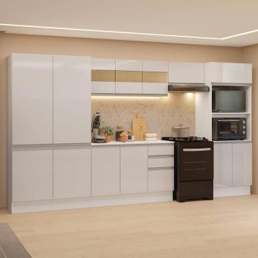 Imagem de Armário De Cozinha Completa 100% Mdf 350cm Smart Branco Brilhante Madesa 01 Branco