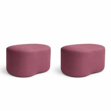 Imagem de Kit 2 Puff Orgânico Curvo Feijão Sala Redondo Confortável Moderno Suede Rose