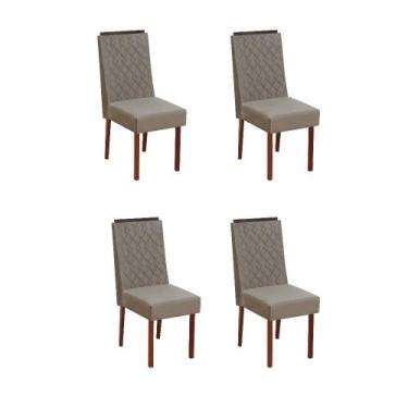 Imagem de Kit 4 Cadeiras Diana com Aplique - Estofado com espuma D26 e Madeira -