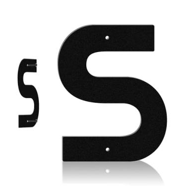 Imagem de Placas de endereço externas de metal preto de 12 cm com números e letras, números de endereço modernos à prova d'água e à prova de ferrugem, adequados para uso em caixas de correio, portas e