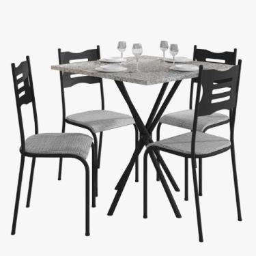 Imagem de Kit Mesa Diamante 542 Sala de Jantar 4 Cadeiras Pés Tubular - Loja Doc
