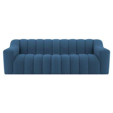 Imagem de Sofá 2 Lugares Luxo Recepção Escritorio Sala Elegance 200cm Linho Azul Royal
