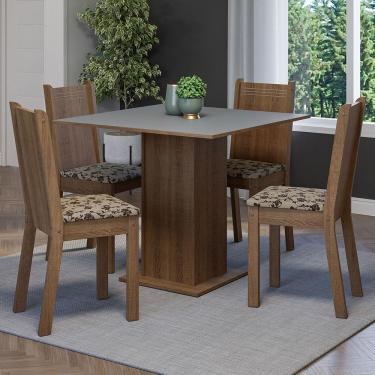 Imagem de Conjunto Sala De Jantar Mesa Tampo De Madeira 4 Cadeiras Rustic/cinza/bege Marrom Samara Madesa Rustic/cinza/bege Marrom