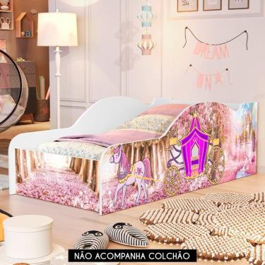 Imagem de Mini Cama Infantil 148x68cm Personagens Carruagem Rosa Z53 - Mpozenato