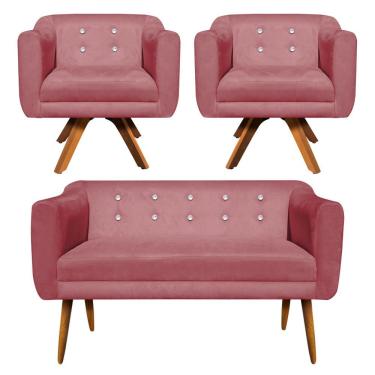 Imagem de Kit 01 Namoradeira E 02 Poltronas Julia Suede Rose