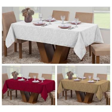 Imagem de Kit 3 Toalhas Mesa Luxo Retangular Sala Jantar 6 Lugares Jacquard - Ra