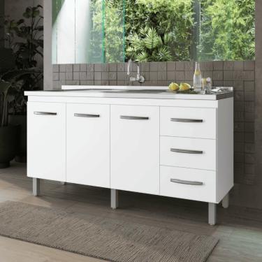 Imagem de Gabinete De Cozinha Para Pia 3 Portas 3 Gavetas Branco