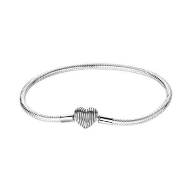 Imagem de Pulseira Feminina De Prata Esterlina 925 17-20CM Com Pingentes De Cora