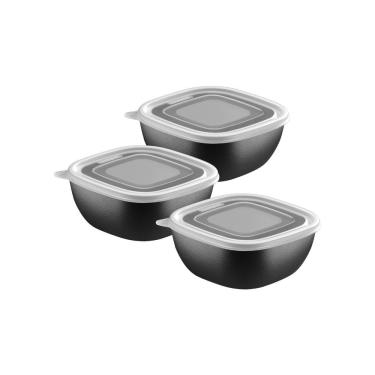 Imagem de Jogo De Potes Tramontina Mixcolor Polipropileno Preto 600 Ml 3 Peças