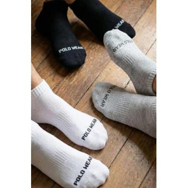 Imagem de Kit 3 Pares Meias Masculinas Cano Curto Polo Wear Preto, Sortido, 39-4