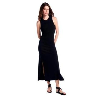 Imagem de Vestido Polo Hering Preto Ribana Canelada Com Fenda-Feminino