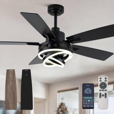 Imagem de Ventilador de teto Curve Curio 52" com motor DC preto com luzes