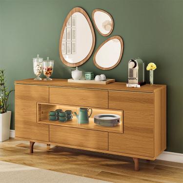 Imagem de Aparador Buffet Para Sala de Jantar Com LED 5 Portas 1 Gaveta Lizzano B01 Cinamomo - Ly...