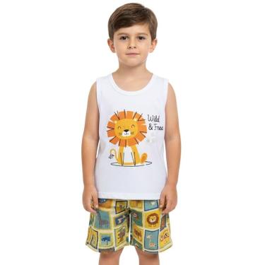 Imagem de Conjunto Infantil Look Jeans Camiseta e Shorts Estampa Animais - 3 - UNICA-Masculino
