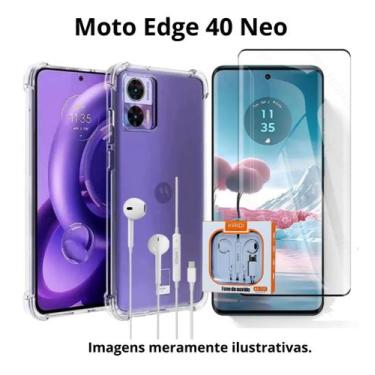 Imagem de Capinha TPU + Pelicula Curvada Tela Toda + Fone com fio Tipo C para Mo