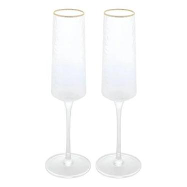 Imagem de Conjunto 2 Taças Champanhe Petra Cristal Fio De Ouro 300ml Lyor