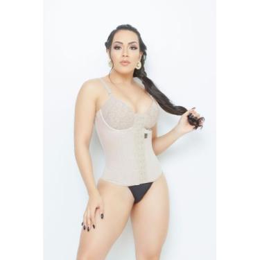 Imagem de Cinta modeladora  com bojo - Bella cintura, Marrom, G