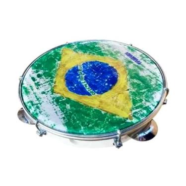 Imagem de Pandeiro Vanguarda 10" ABS Pele Leitosa Bandeira Brasil (Branco) - 116