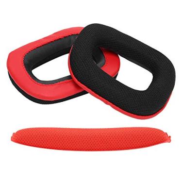 Imagem de Conjunto de alças para fones de ouvido, alça de espuma de subwoofer de suavidade confortável para fones de ouvido Logitech G930(vermelho)