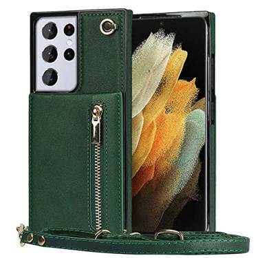 Imagem de Capa de telefone de couro tipo slot de cartão de luxo flip lanyard para Samsung Galaxy S21 S20 FE S10 E S9 Note 20 10 9 Plus Capa protetora, verde, For Note 10 Plus