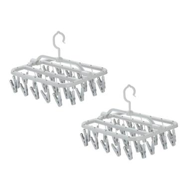 Imagem de 2 Varais Dobráveis Roupas Intimas 26 Prendedores - Branco