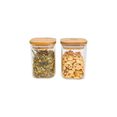 Imagem de Potes De Mantimentos Quad 200Ml C/ Tampa Bambu Oikos - 2 Pçs