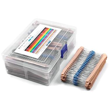 Imagem de Kit de resistência MelkTemn 2600 peças 130 Valores 1 Ohm-3M Ohm 1 / 4W Resistores de filme de metal sortidos com caixa de armazenamento para projetos DIY Arduino, projetos Respberry Pi e experiências