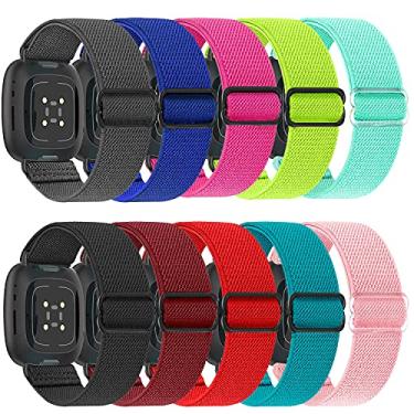 Imagem de ShuYo Pulseiras de relógio de nylon compatíveis com Fitbit Sense e Versa 3, pulseira de substituição de padrão macio para mulheres e homens compatível com Fitbit Sense/Versa 3 Smart Watch (pacote com 10)