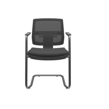 Imagem de Cadeira Fixa Executiva Brizza Tela Com Braço Preta - Plaxmetal